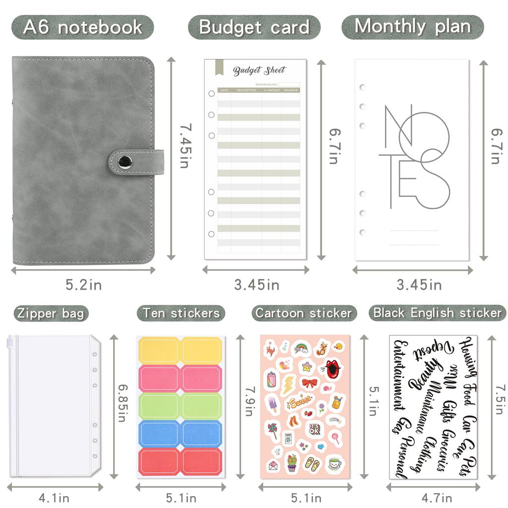 Budget Planner Loose-leaf Retro Leather Notebook Set Budget Binder Money Envelopes Monthly Planner Label Stickers