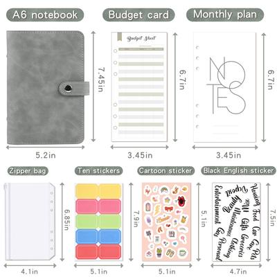 Budget Planner Loose-leaf Retro Leather Notebook Set Budget Binder Money Envelopes Monthly Planner Label Stickers