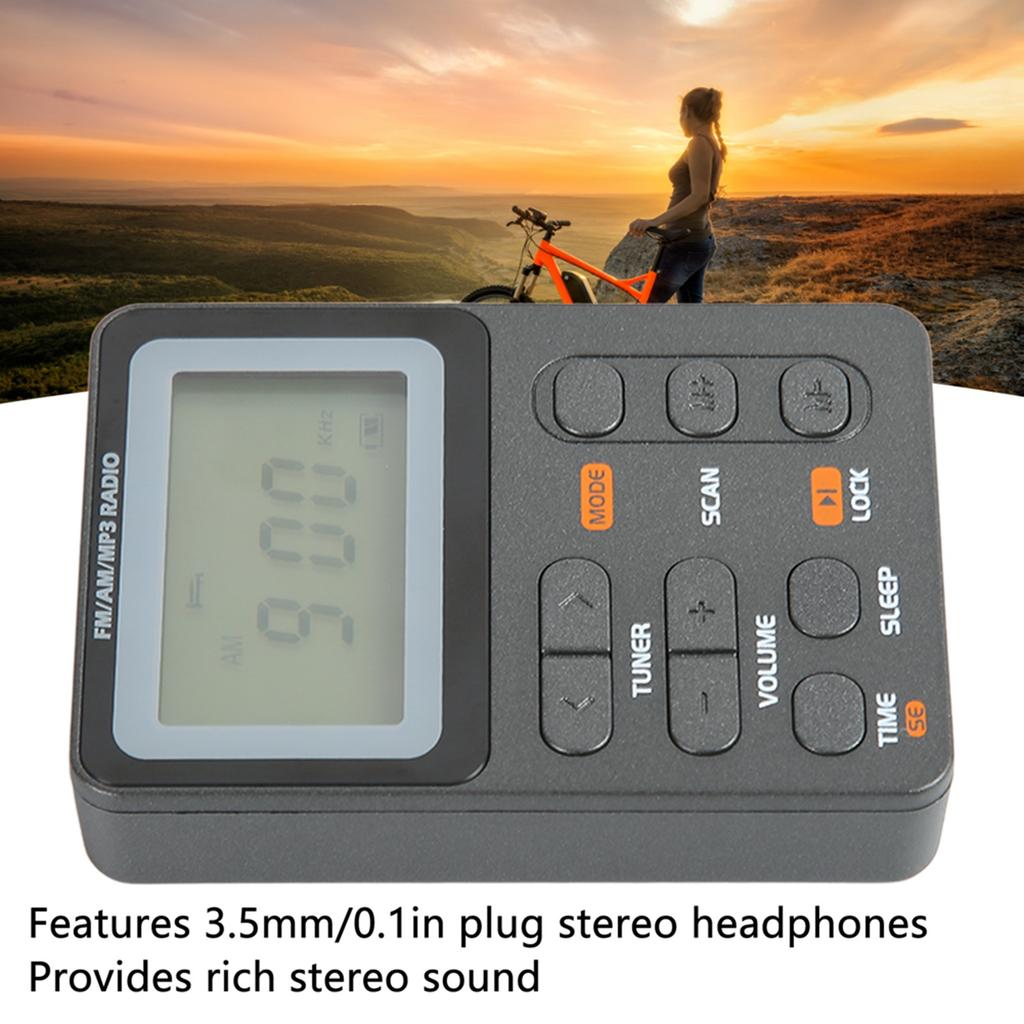 Mini Radio AM FM Tragbares Radio Bildschirmsperre Digitaler Empfang Stereo Wiederaufladbares Radio zum Spazierengehen, Joggen, Fitness, Camping