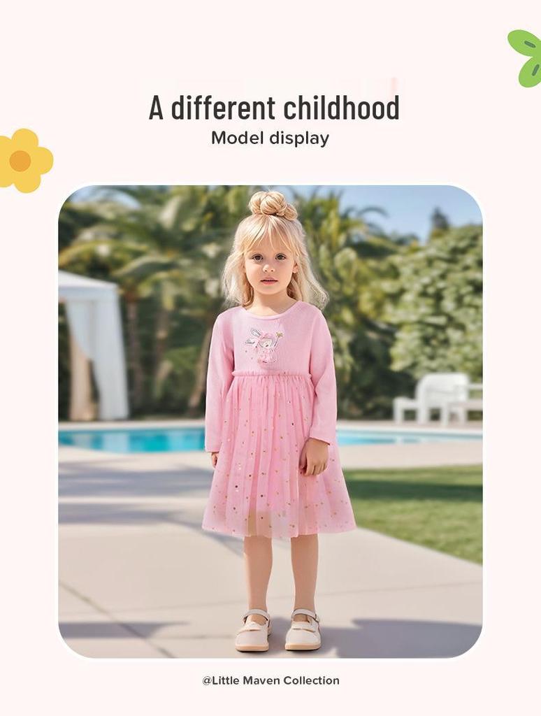 Little Maven Girls' Autumn Mesh Dress