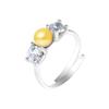 Bague - Pearls & Colors - Véritable Perle de Culture 5-6 mm - Argent 925 - Taille Réglable - Doré