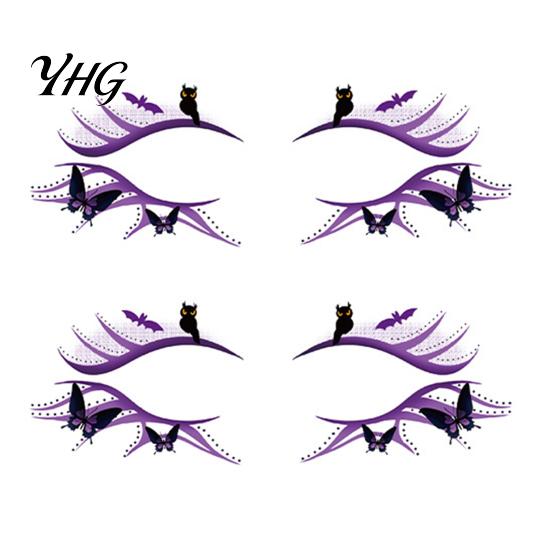 Waterproof Cosplay Makeup Transfers 2 Pairs Halloween Eye Tattoo Stickers, Temporary Face Decals with Quick Art for Novices Pumpkin Bat Spider