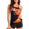 New bikini fixed-plate printing flat-angle split large-size swimsuit women