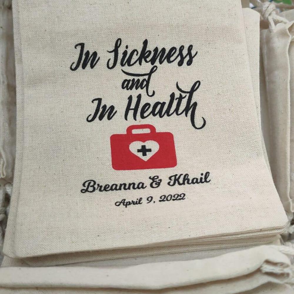 5Pcs Personalized Sets of In Sickness and In Health Bags Bachelorette Party Recovery Kit Wedding Emergency Kit Hangover Survival