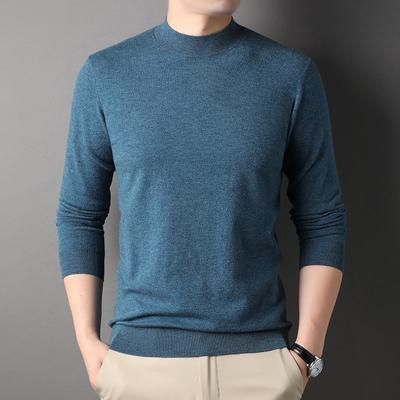 Trui Heren Lente en Herfst Casual Jonge en Middelbare Leeftijd Heren Trui Heren T-shirt met Lange Mouwen Halfhoge Basis Top