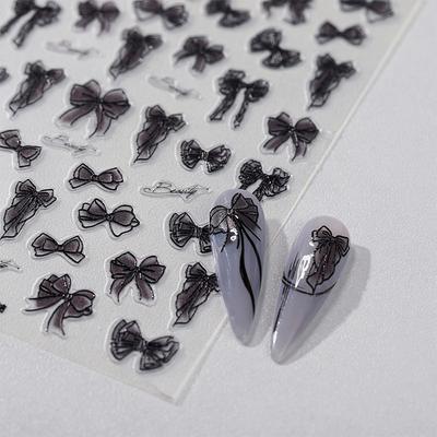 Bowtie Nail Stickers Bow Long Ribbon Tie Self Adhesive Nail Art Decorations Stickers Manicure Decals Diy Irregular Slider