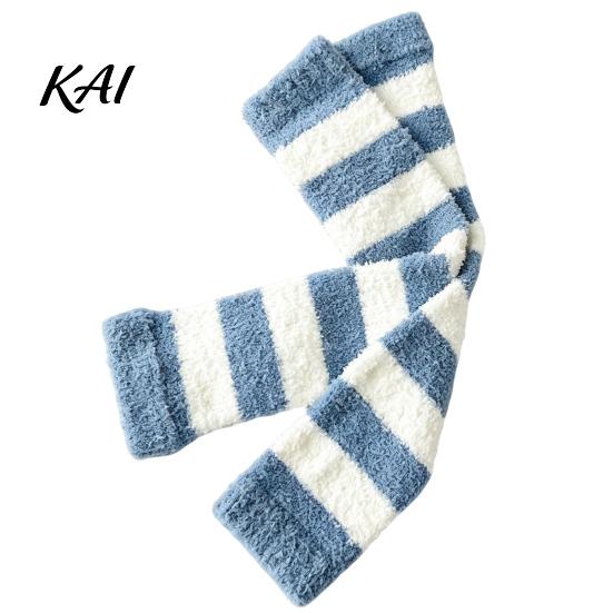 Thermal Velvet Leg Sleeves for Women Coral Fleece Warmers Women, Thickened Winter Knee High Comfortable Leggings Socks, Striped/Solid Color,