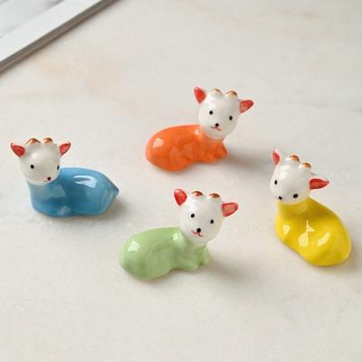 1/4 Stück Keramik Lamm Essstäbchenablage Schaf Abendessen Essstäbchen Löffel Gabeln Ständer Tier Geschirrhalter Rack Küche Esstisch Dekoration