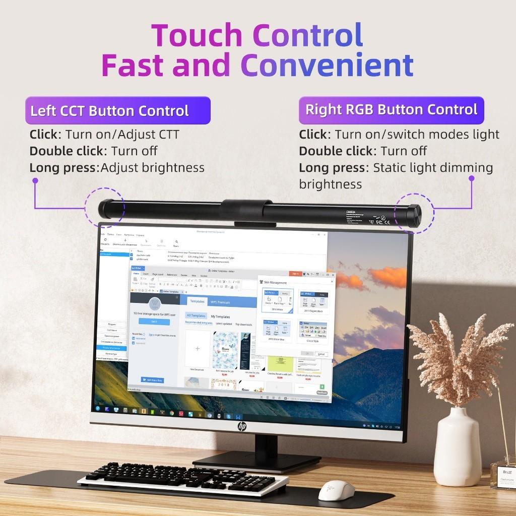 5 Farben LED Monitor Lichtleiste RGB Stufenlose Dimmung Kurve Bildschirm Hängelampe Studie Lesen USB Augenpflege Laptop Schreibtischlampe
