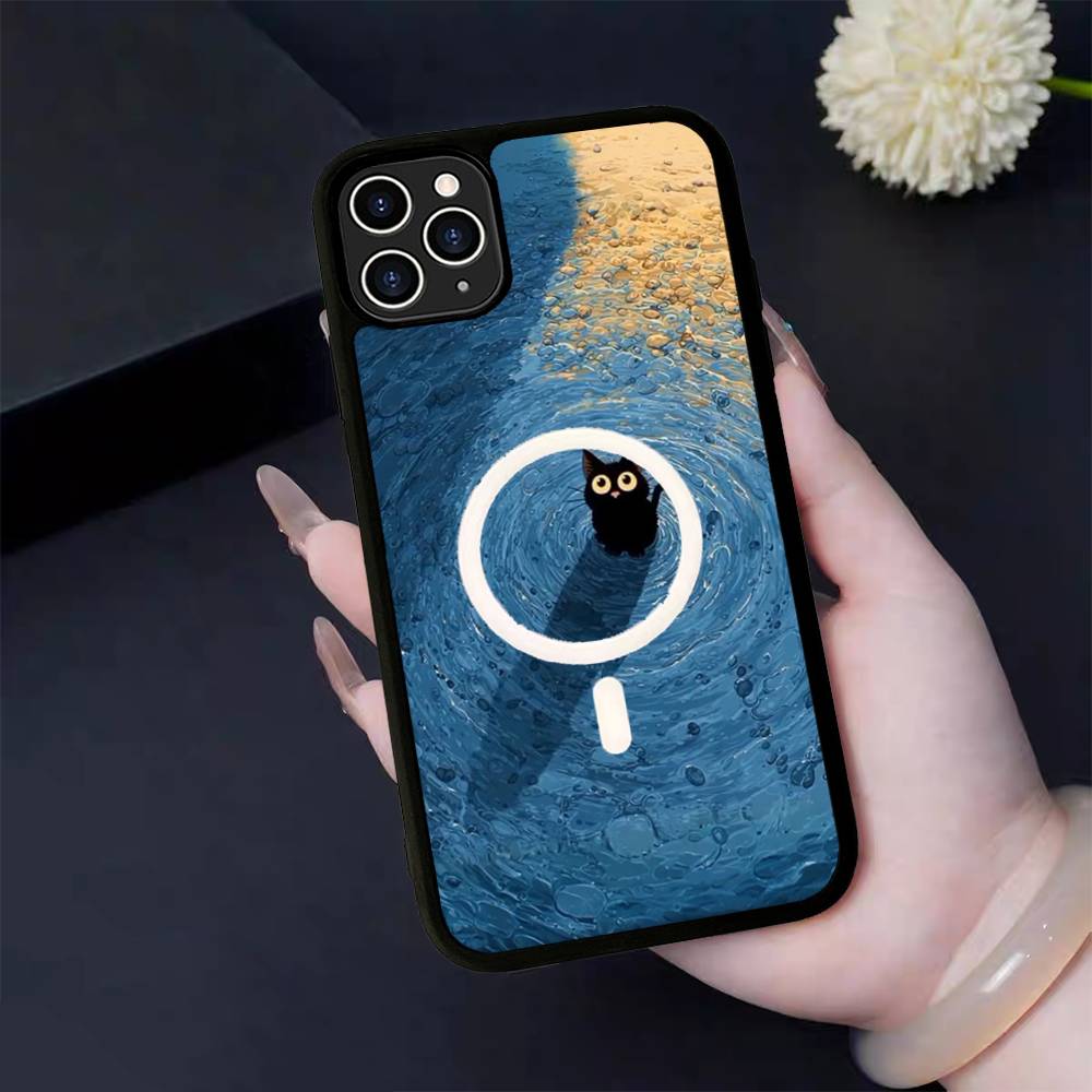 A Cute Comic Cat For Magsafe Magnetic Phone Case For IPhone 17 16 Pro Max 15 Plus 14 13 12 11 Cover