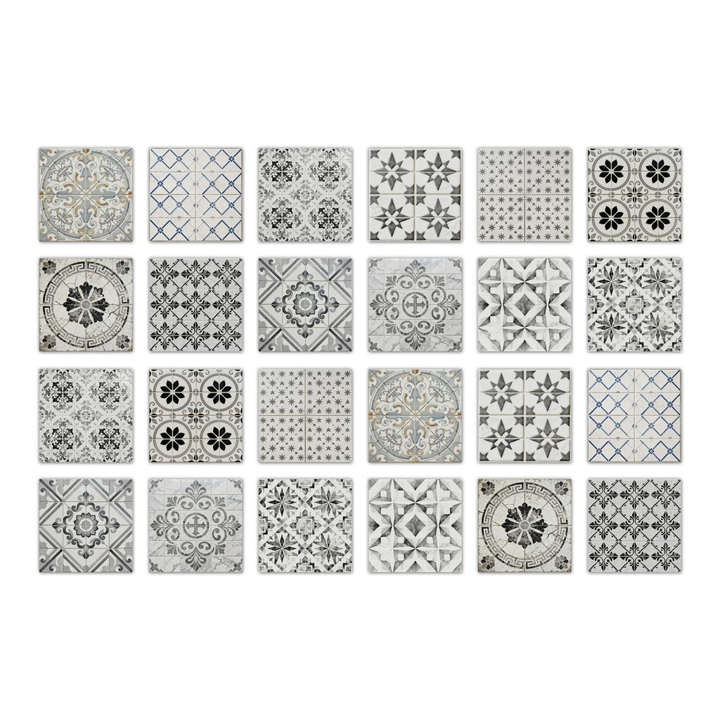 24pcs Mandala Wall Stickers Kitchen Self-Adhesive Waterproof Tile Stickers Bathroom Decor Moroccan Pvc Decal
