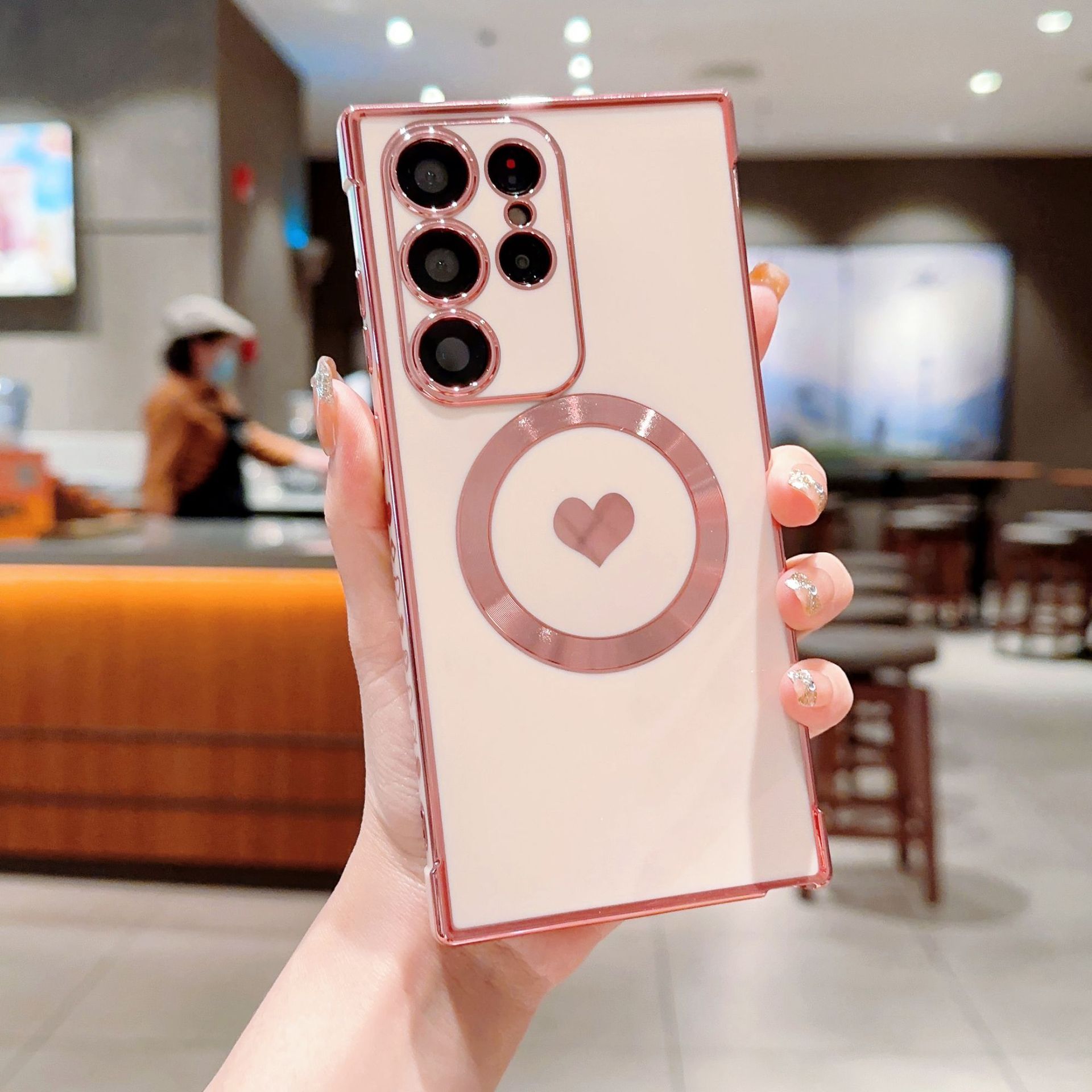 

Suitable for Samsung S24ULTRA Electroplated Magnetic Protective Case S23FE Side Love S25 Anti Fall Mobile Phone Case Samsung S25