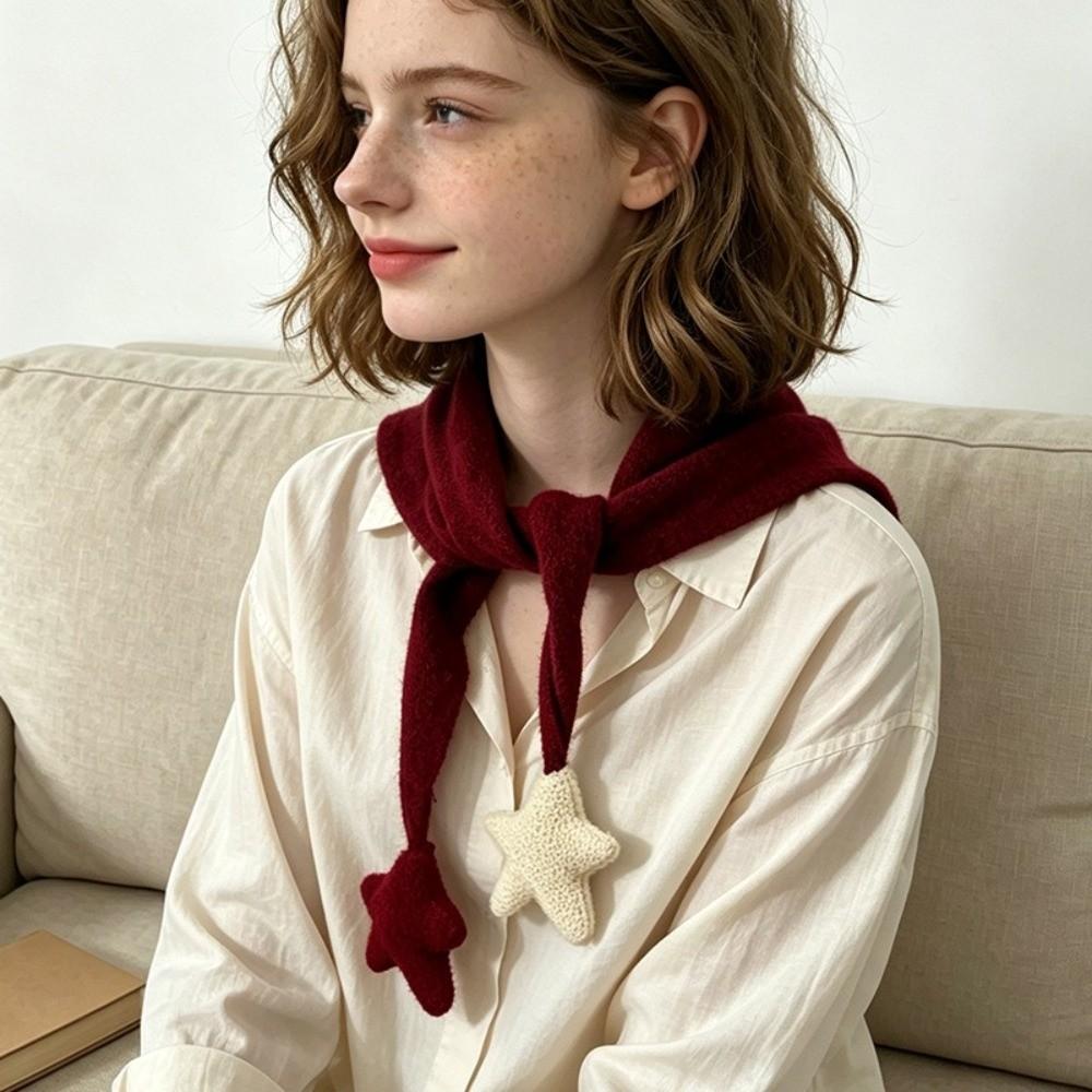 Korean Style Knitted Scarf Star Balls Neck Warmer Scarf New Knitted Shawl Winter