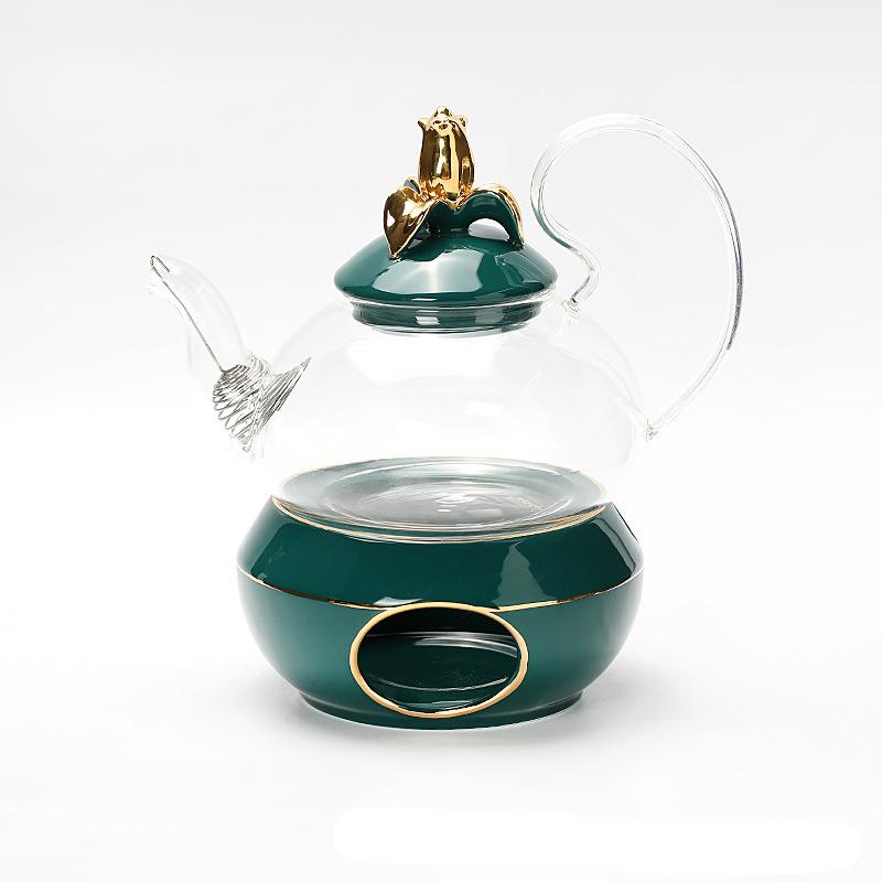 Květinová konvička čajová souprava Ohřívací základna na svíčku Pyrex Květinová čajová konvice