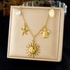 316L Stainless Steel Ocean Style Starfish Tortoise Shell Face Sun Pendant Necklace Women Noble Elegant Neck Chain Gifts