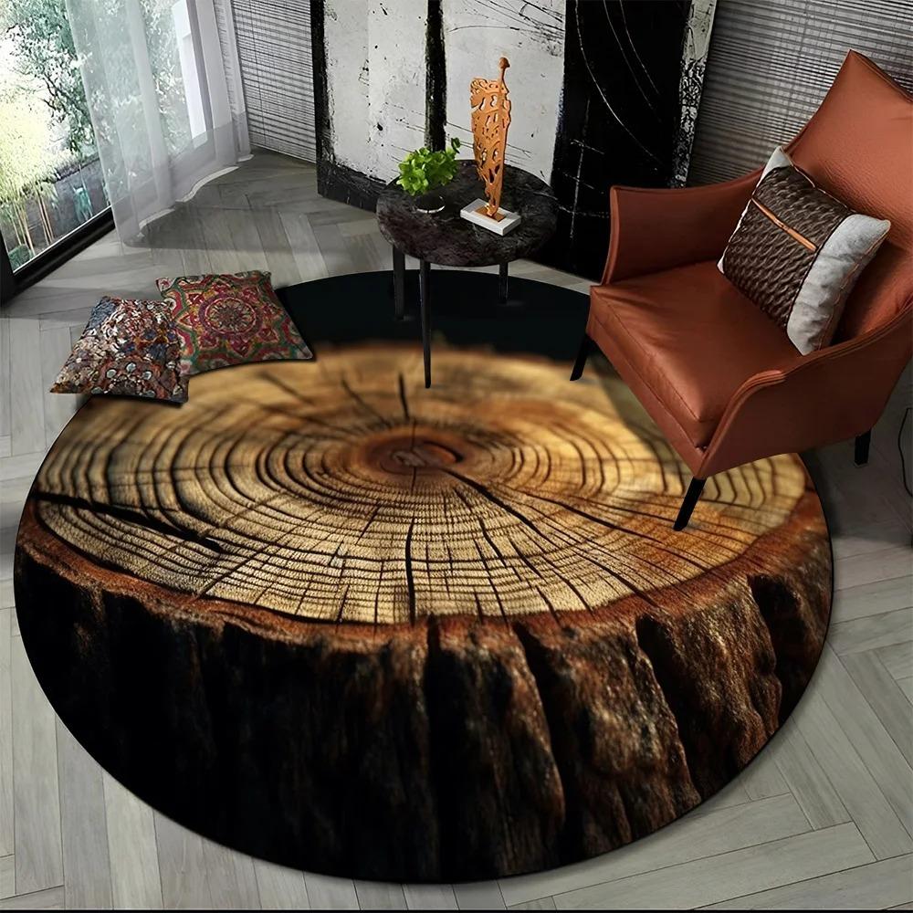 3D Color Wood Grain Lines Round Area Rug,Carpet Rug for Living Room Bedroom Sofa Child Playroom Decor,pet Non-slip Gift