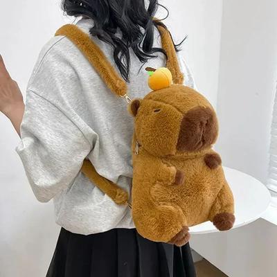 Non-Toxic Capybara Plush Backpack Kawaii Fashion Plushie Doll Fur Bag Children'S Bag Shoulder Bag Mini Knapsack Bags Gifts For Childrenfriend
