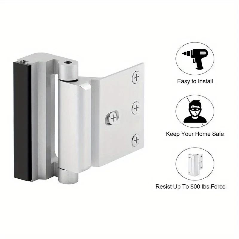 Zámek dveří pro domácí bezpečnost 1 ks Snadno instalovatelný západka dveří Dětský zámek pro zesílení dveří s 3palcovým dorazem.