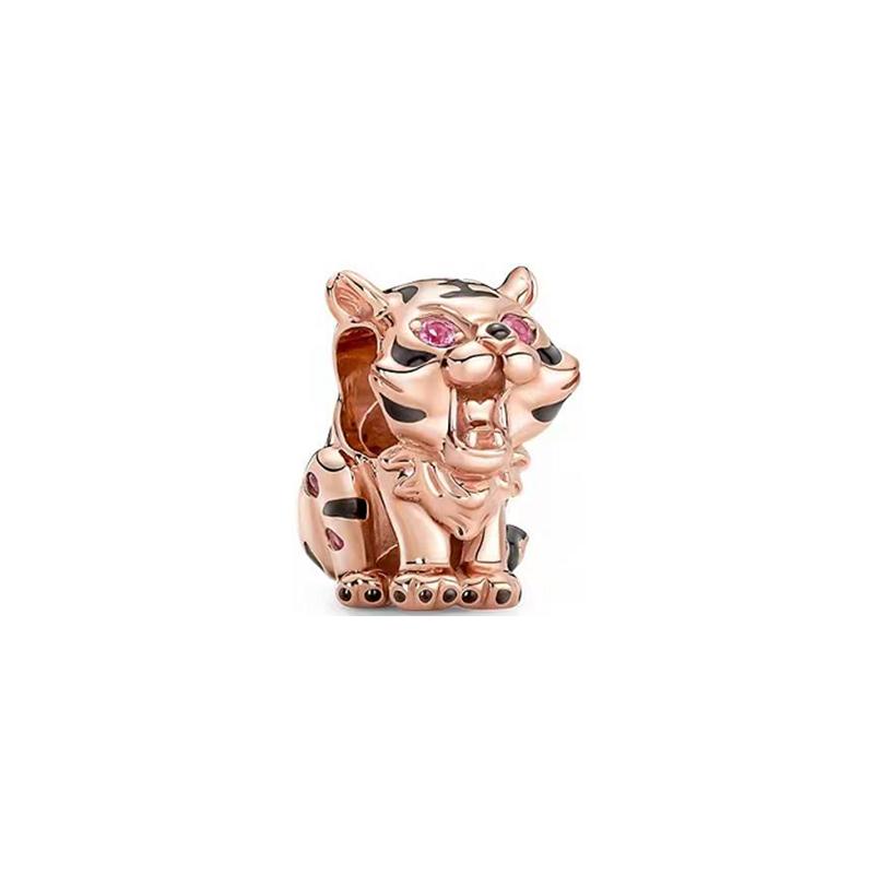 Brillante Europeo Bricolaje Serie Oro Rosa Chapado Flor BOO Colgante Clip Pata Corazón Cuenta Ajuste Pulsera Plata Joyería Regalos