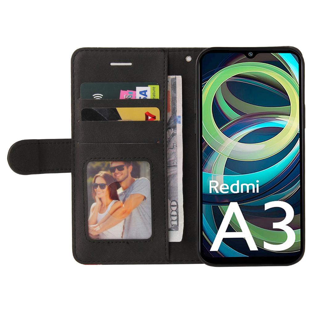 For Xiaomi Redmi A3/Poco C61 4G Leather Case Wallet Stand Color Splicing Phone Cover