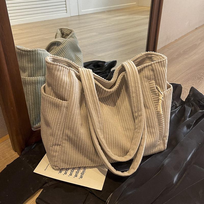 Women's Autumn 2025 Versatile Large Capacity Corduroy Shoulder Bag - Fashionable Commute & Casual Use
