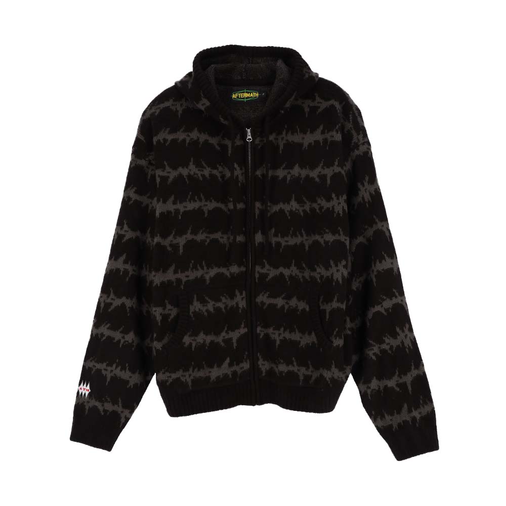 AFTERMATH Mohair Knit Zip Hoodie Black