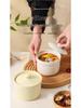 Bol à œuf cuit à la vapeur en céramique avec couvercle - Casserole à soupe double couche pour une personne