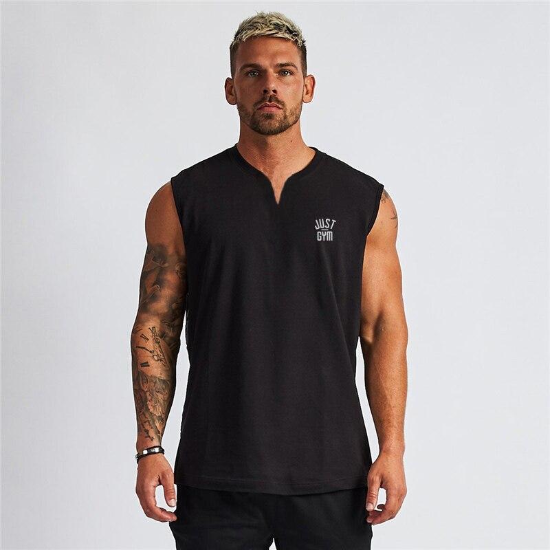 Muscleguys Fashion Trendy Tops Men's Sleeveless T-shirt Bottoming Shirt Simple V-neck Vest
