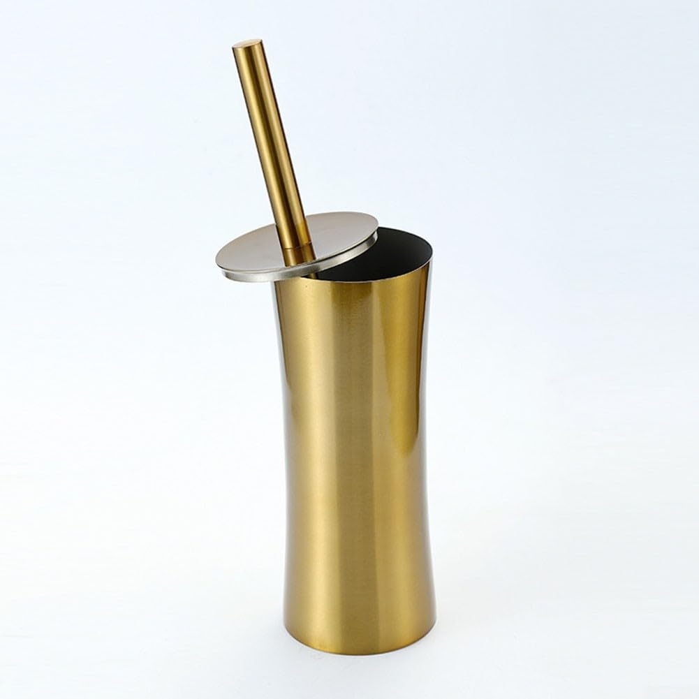 Gold Stainless Steel Toilet Brush Set with Holder Bathroom Cleaning Kit