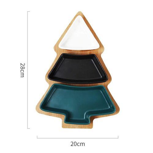 28cm full set ceramic bamboo Christmas tree tray Snack plate fruit bowl dish plate tableware breakfast tray kitchen home supply