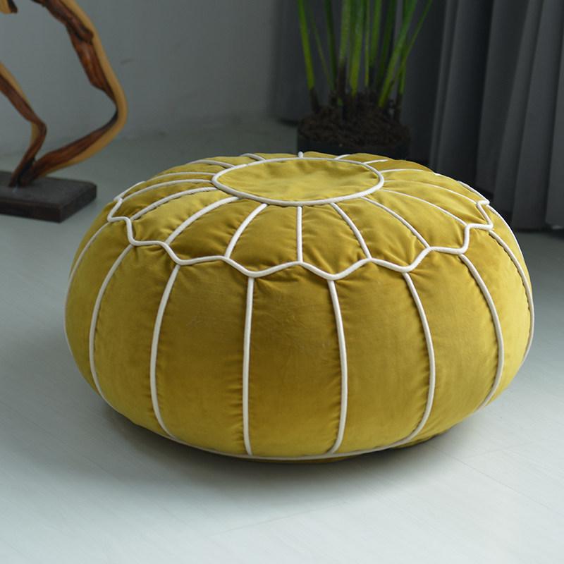 Velvet Moroccan Pouf 50cm Embroider Craft Japanese Style Creative Futon Tatami Ottoman Footstool Unstuffed Cushion (No Filling)
