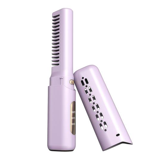 Kabellose Keramik-Frisierkamm 3 Temperatur verstellbar Haarglätter USB wiederaufladbar Schnelles Aufheizen Elektrisch glattes lockiges Haar Styling