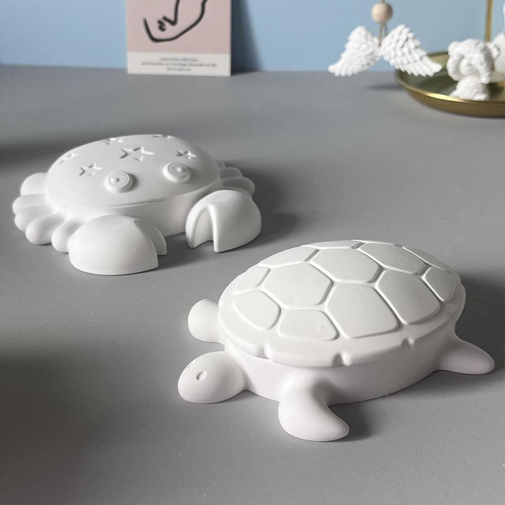 Animal Shape Mould White Turtle Storage Box Mold Crab Silicone Mould With Lid Storage Box Plaster Mold For Soap Molding Home