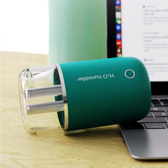 1200 mAh kabelloser Desktop-Luftbefeuchter, Doppelspray, großer Wassertank, starker Nebel, Luftbefeuchter zum Schlafen