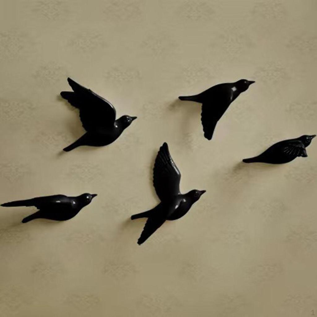 5Pcs Birds Wall Decoration for Office Kitchen Home Study Rooms