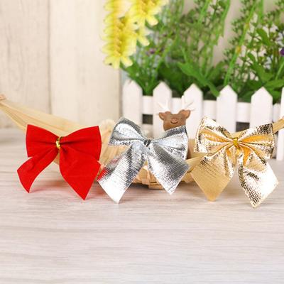 12Pcs/Pack Christmas Bows Ornaments Golden Silver Red Bow Xmas Tree Decoration for Home Festival