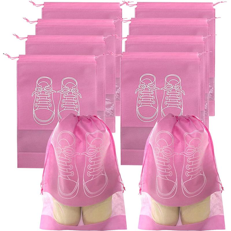 5pcs Shoes Storage Bag Portable Organizer Travel Shoes Bag Transparent Drawstring Shoe Clothes Dustproof Bags Waterproof Pocket