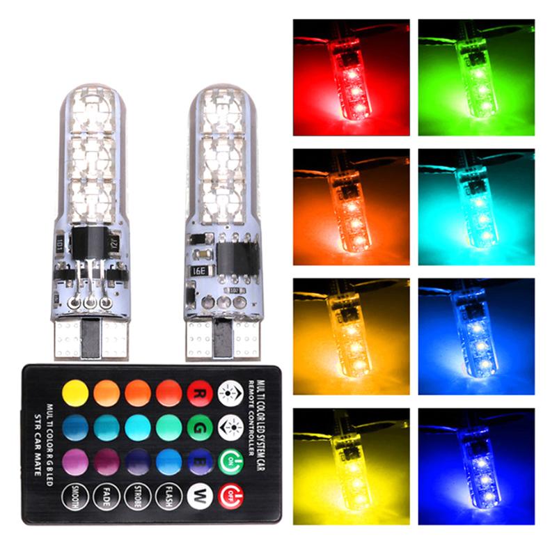 

4 шт. T10 силиконовый 5050-6Smd светодиодный пульт дистанционного управления для чтения RGB лампочки индикатор ширины для автомобиля/мотоцикла