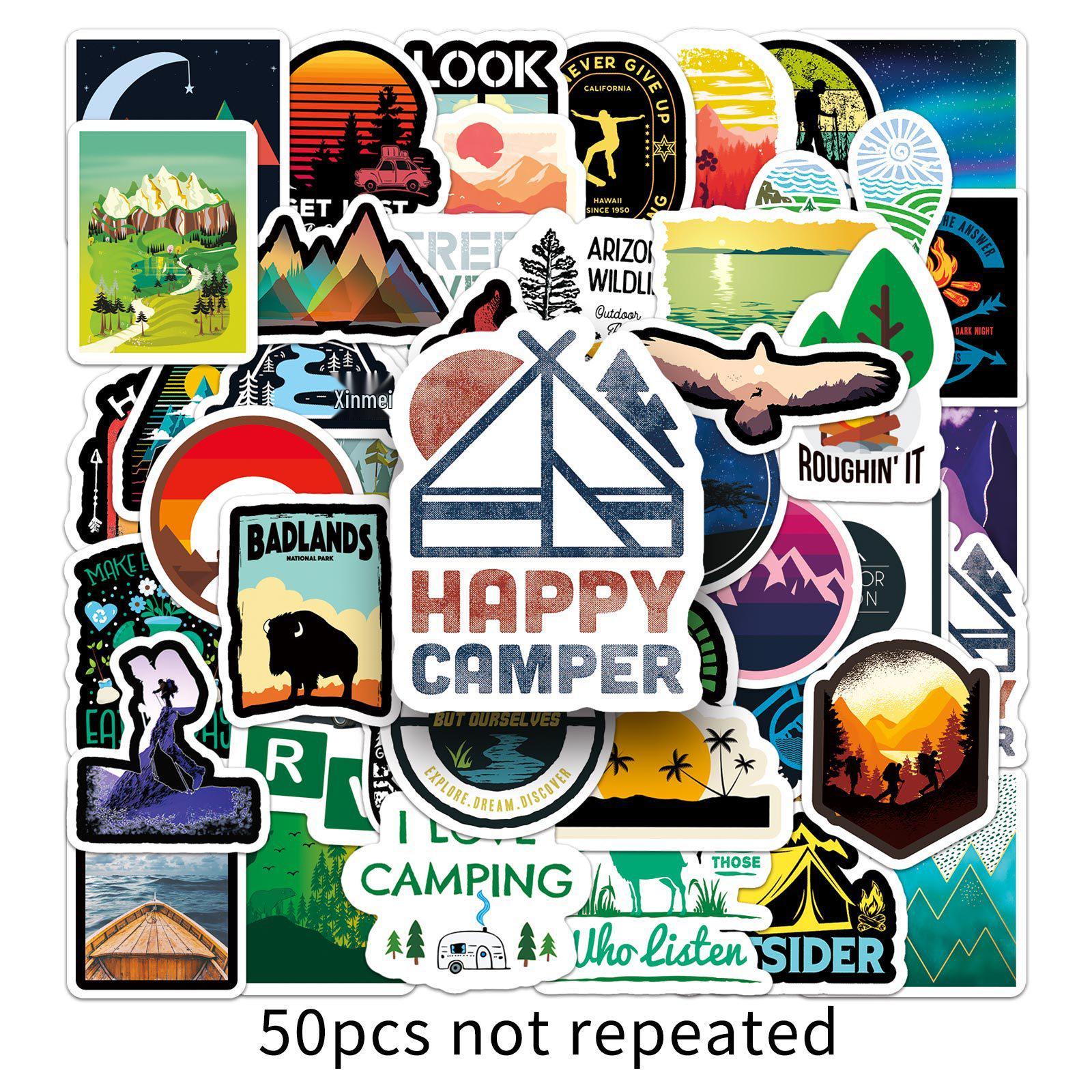 50PCS Waterproof Creative Scenery Stickers for Outdoor, Journal, Skateboard, and Car Decoration