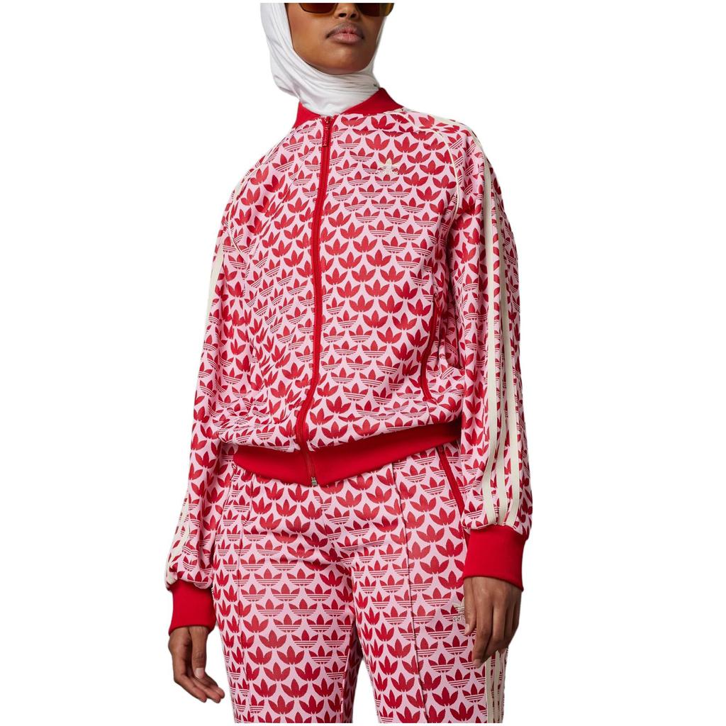 adidas Originals 70S Logo Allover-Print Zipjacke Damenjacke Rot IK7872