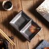 Japanese-Style Two-Grid Plate, Sauce Saucer, Barbecue Dipping Plate, Ceramic Snack Plate, Household Rectangular Saucer