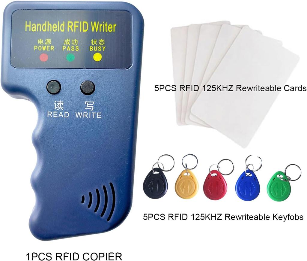 Handheld 125KHz RFID Duplicator Copier  ID Writer Programmer Reader + Keys+ Keychain Access Control Card Reader