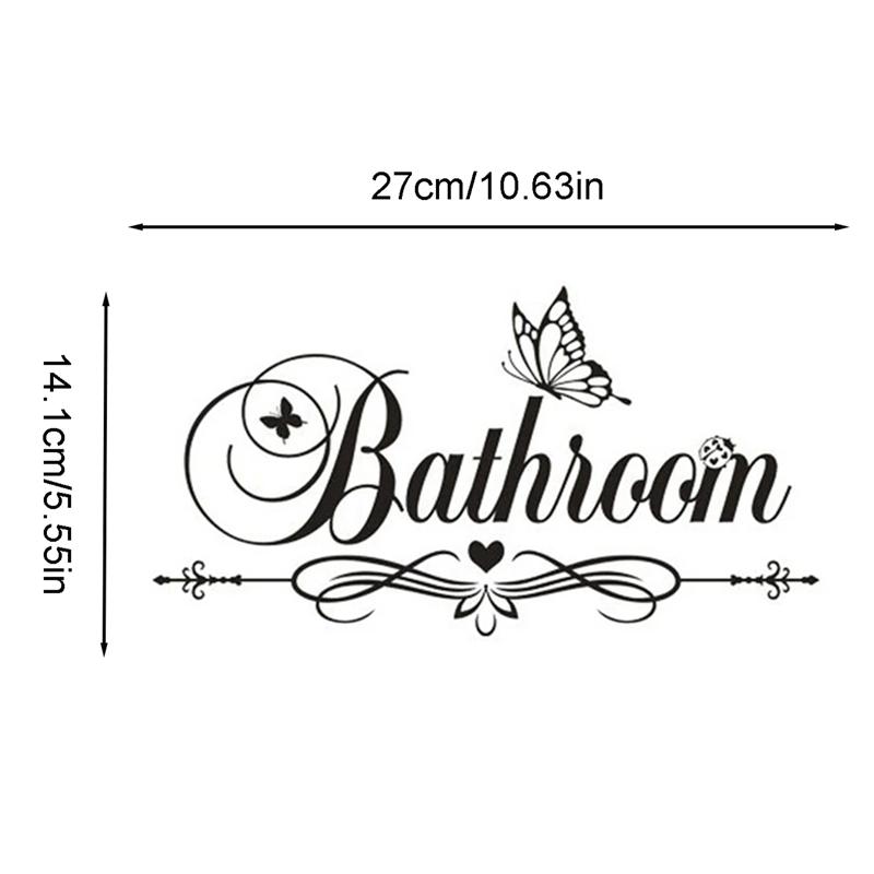 Autocolant de perete grafic cu fluturi și litere de 5 buc. Decal autoadeziv din PVC negru pentru decorarea interioară