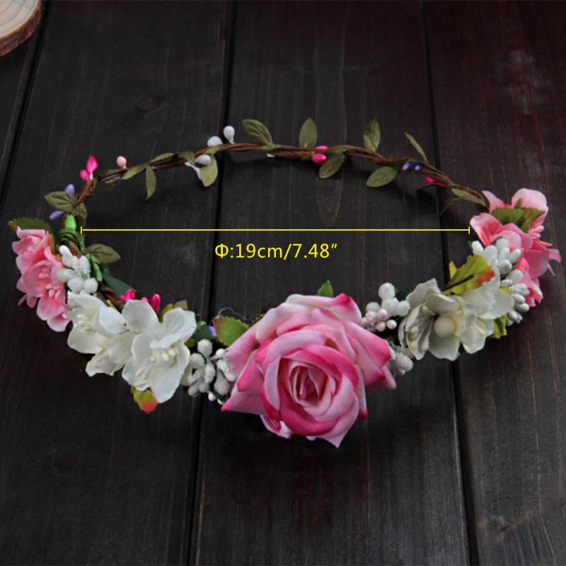 Buy Women Wedding Flower Hair Garland Crown Headband Floral Rose