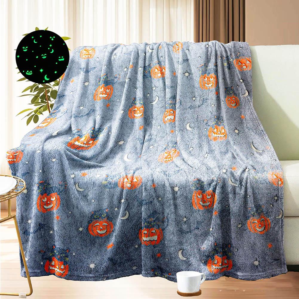 Halloween Decoration Flannel Throw Blanket Fuzzy Plush Cartoon Blankets Fun Halloween Party Gifts for Couch Sofa Bed Lounging