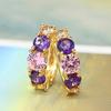 Women Fashion 9K Gold Plated Purple Zircon Eardrop Huggie Earrings Jewelry Gift
