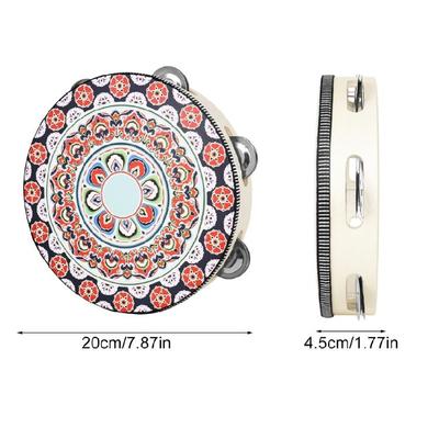 Round Shaped Hand Held Tambourine with Single Row Musical Instrument Hand Held Percussion Drum Tambourine Toy