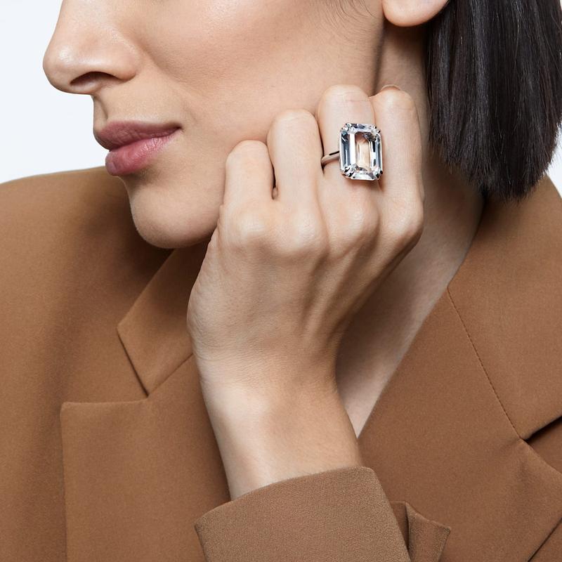 Swarovski Mesmera Cocktail Simple Fashion Square Diamond Ring Women's Silver 5600855