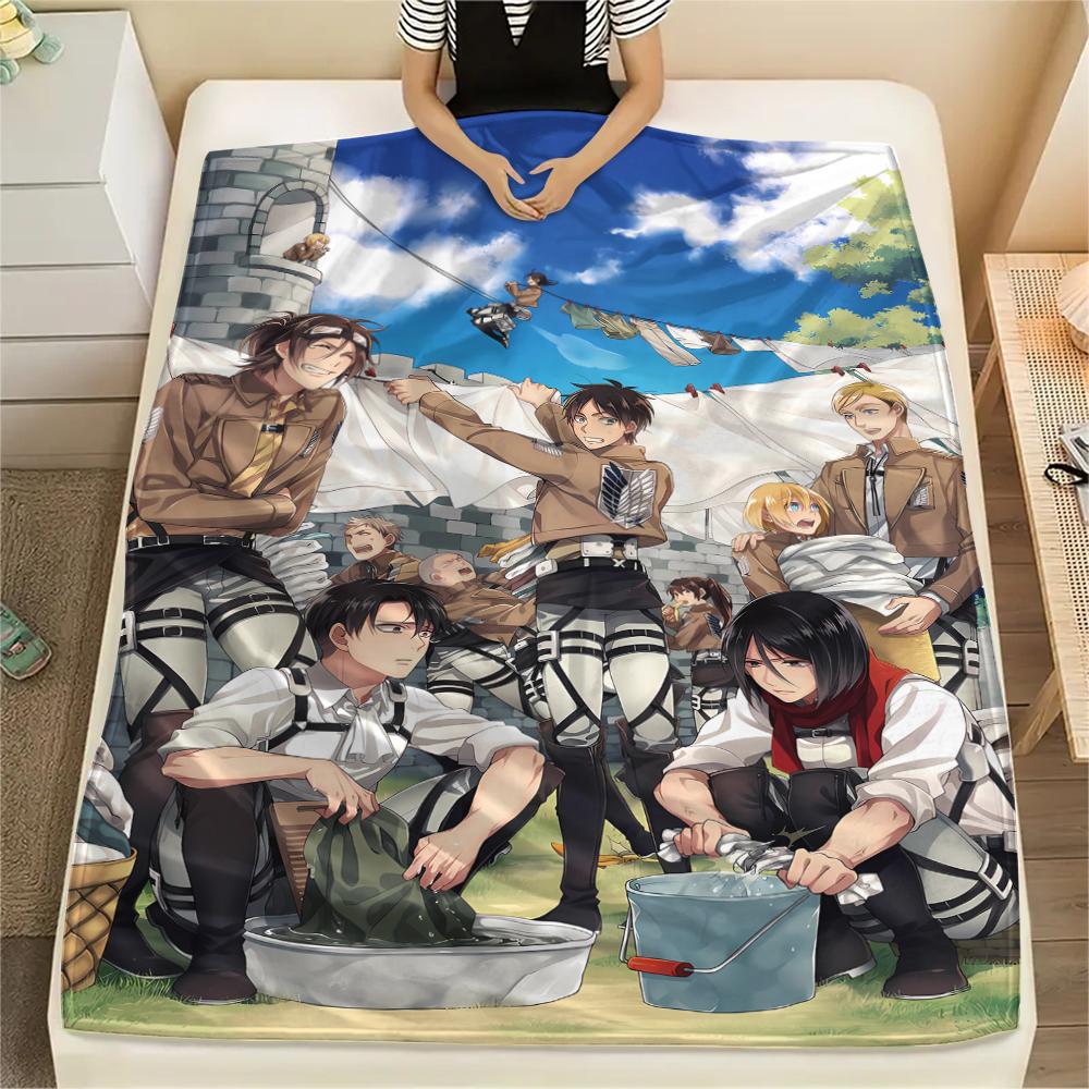 1PC Attack on Titan Print Flannel Blanket, High quality All Seasons, Home Decor, Warmth and Comfort, Perfect for Christmas Gifts