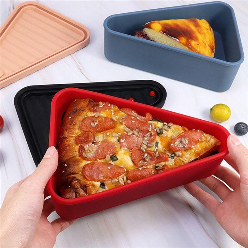 ABIY 1 PCS Pizza Organizer Box Save Space Reusable Pizza Slicone Storage Container Yellow